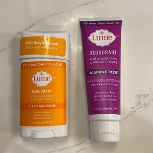 Lume whole body deodorant PITS.feet.privates  2  1 stick  and one tube NEW